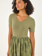 Roman Green Floral Print Pocket Midi Dress - Image 4 of 5
