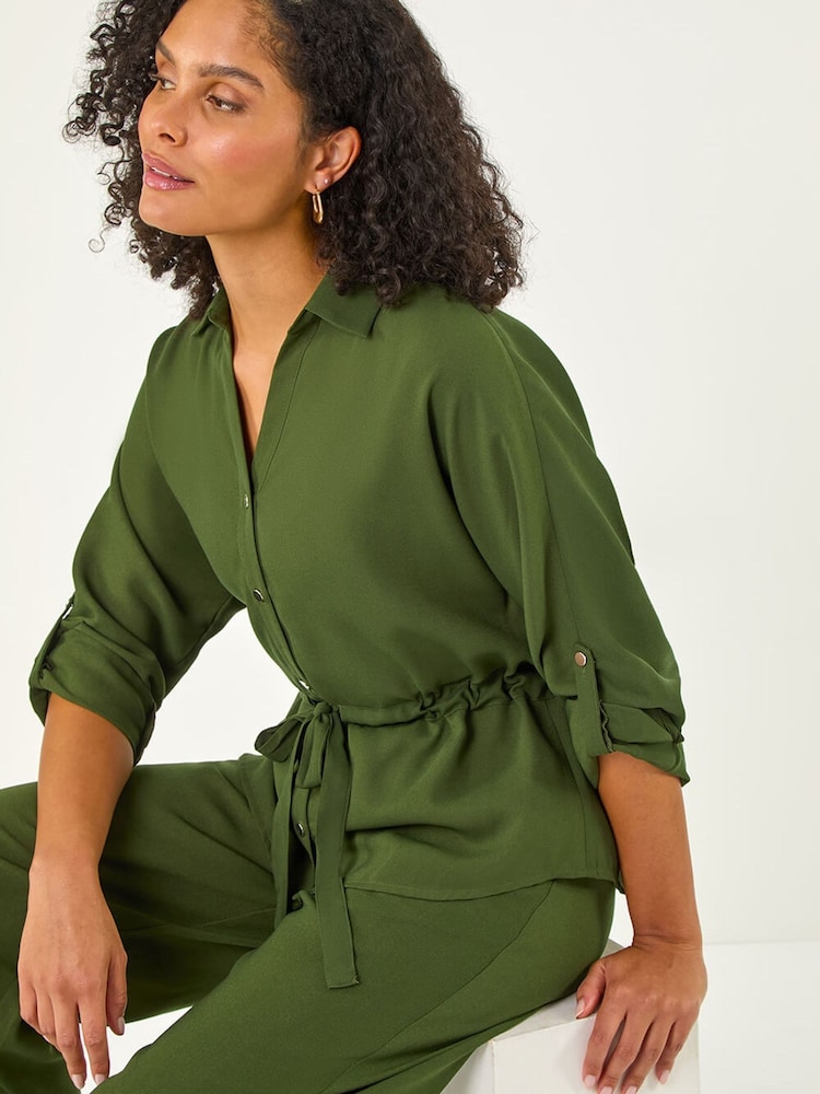 Roman Green Safari Tie Front Shirt - Image 1 of 5