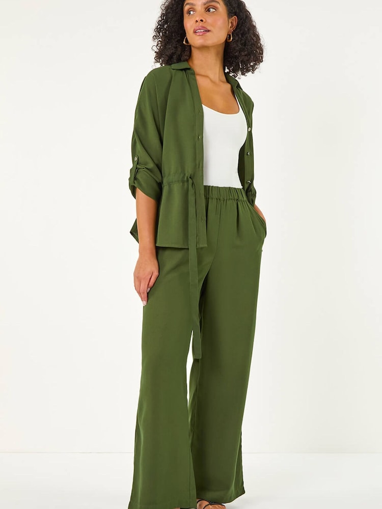 Roman Green Safari Tie Front Shirt - Image 2 of 5