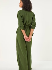 Roman Green Safari Tie Front Shirt - Image 3 of 5