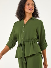 Roman Green Safari Tie Front Shirt - Image 4 of 5