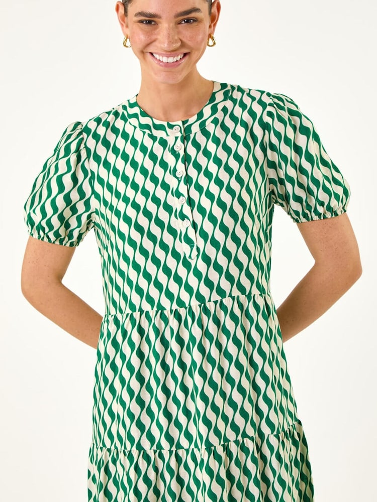 green geo dress Green Geo Print Midi Dress Never Enough BOUTIQUE