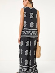 Roman Black Mono Border Print Vest - Image 3 of 5
