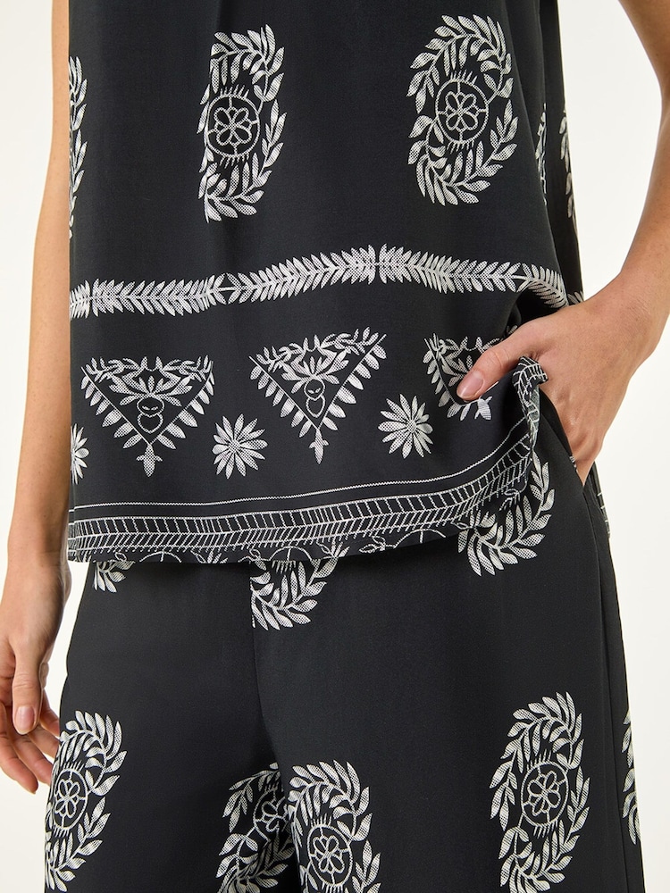 Roman Black Mono Border Print Vest - Image 5 of 5 Roman Black Mono Border Print Vest - Image 5 of 5