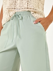 Roman Green Drawcord Stretch Culottes Shorts - Image 5 of 5