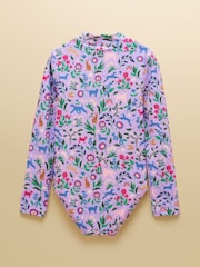 Joules Girls' Lilac Purple Long Sleeve Sunsafe Swimsuit - Image 2 of 5