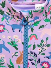 Joules Girls' Lilac Purple Long Sleeve Sunsafe Swimsuit - Image 3 of 5