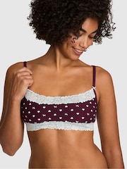 Victoria's Secret Pink Purple Rose Dog Print Scoop Cotton Lace Trim Bralette - Image 1 of 2