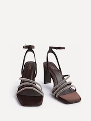 Linzi Brown Glimmer Diamante Block Heel Sandals - Image 5 of 6