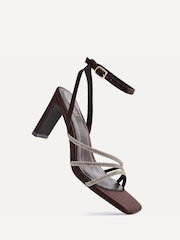 Linzi Brown Glimmer Diamante Block Heel Sandals - Image 6 of 6