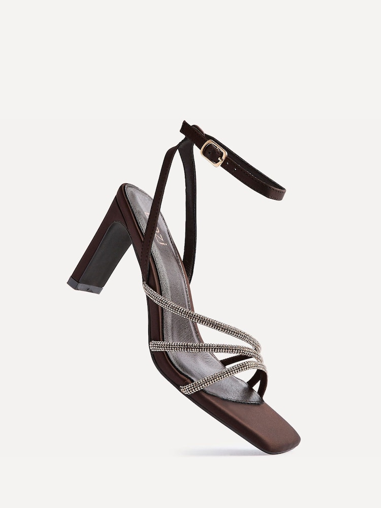 Linzi Brown Glimmer Diamante Block Heel Sandals - Image 6 of 6 Linzi Brown Glimmer Diamante Block Heel Sandals - Image 6 of 6