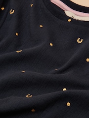 Joules Girls' Odelia Navy Long Sleeve Pointelle Top - Image 4 of 4