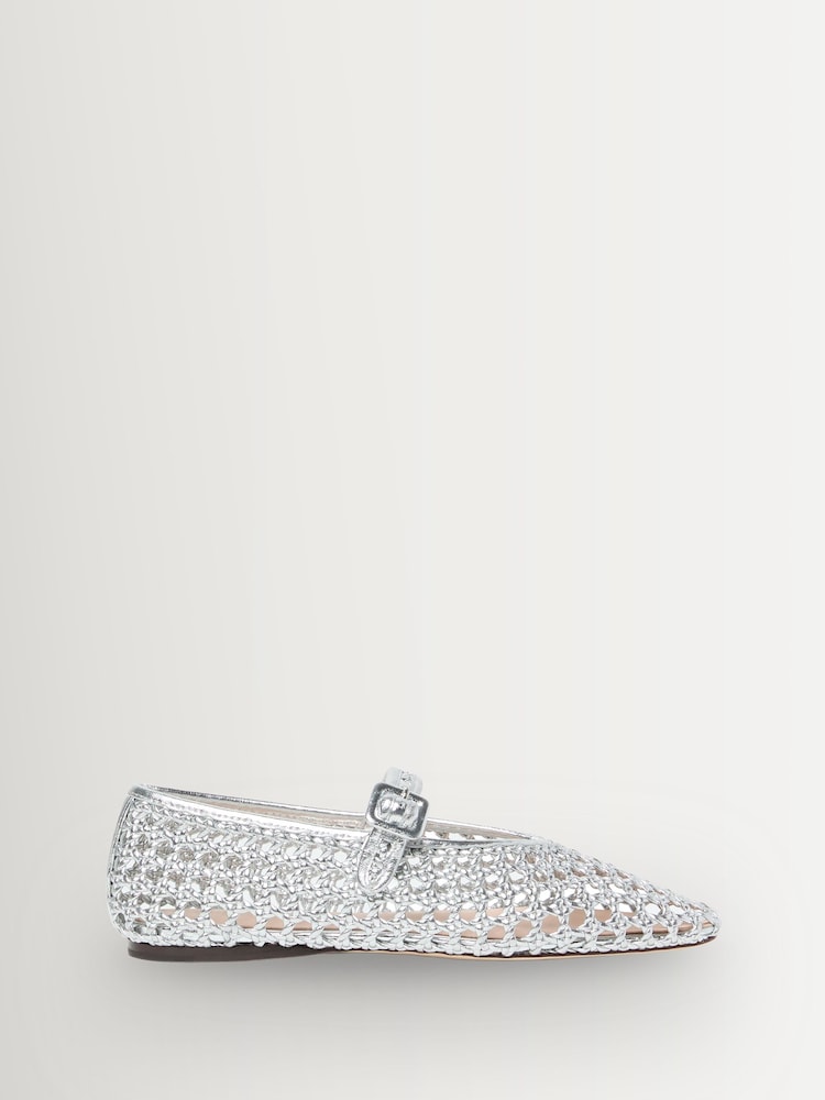 Loeffler Randall Silver Junia Maryjane Flats - Image 1 of 5