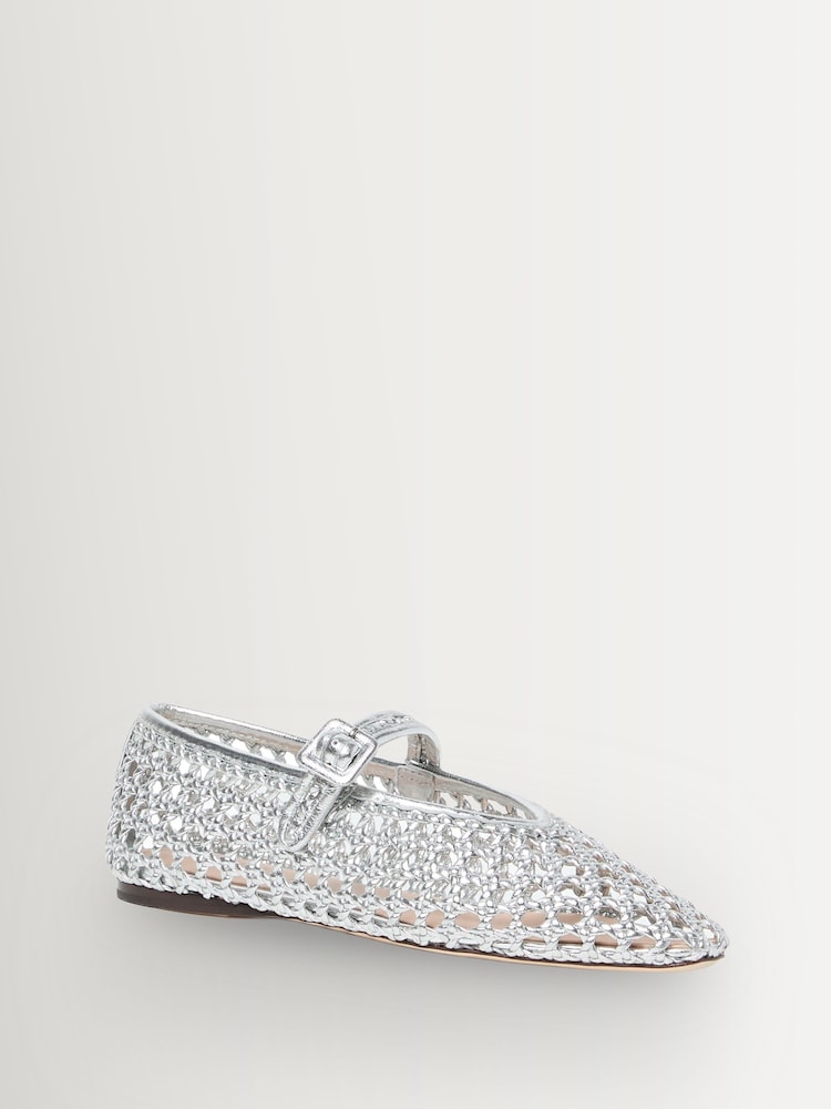 Loeffler Randall Silver Junia Maryjane Flats - Image 2 of 5
