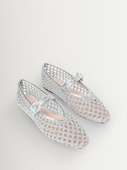 Loeffler Randall Silver Junia Maryjane Flats - Image 4 of 5