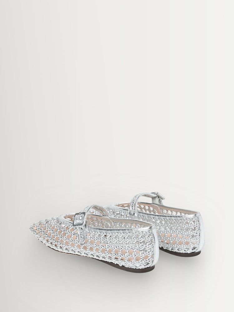 Loeffler Randall Silver Junia Maryjane Flats - Image 5 of 5