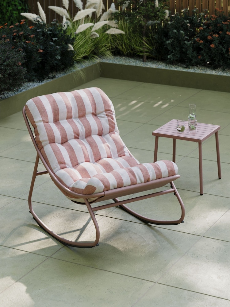Charles Bentley Terracotta Red Porto Garden Rocking Chair - Image 2 of 6