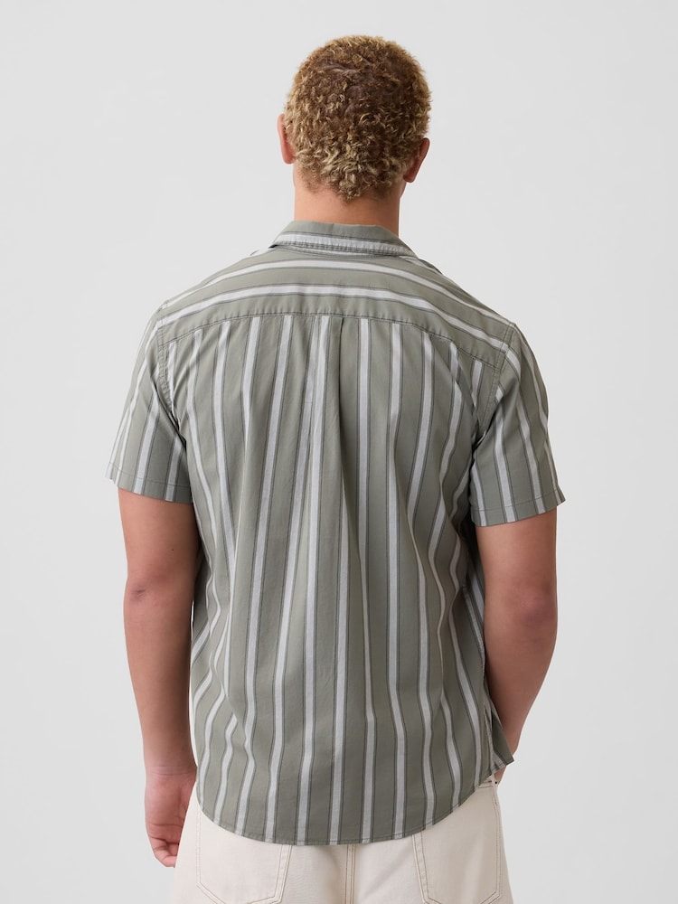 Gap Green stripe Stretch Poplin Shirt - Image 2 of 5