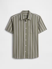 Gap Green stripe Stretch Poplin Shirt - Image 4 of 5