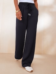 Friends Like These Navy Blue Studio Soft Scuba Pleated Wide Leg Joggers - Image 2 of 5