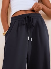 Friends Like These Navy Blue Studio Soft Scuba Pleated Wide Leg Joggers - Image 3 of 5
