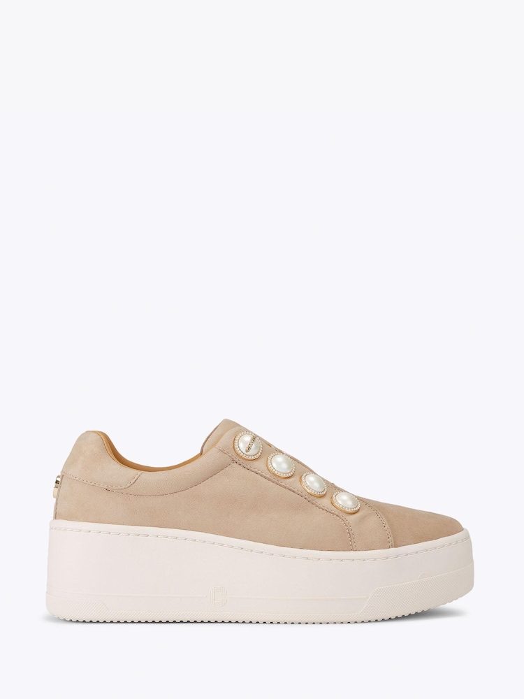 Carvela Cream Connected Laceless Trainers - Image 1 of 4 Carvela Cream Connected Laceless Trainers - Image 1 of 4