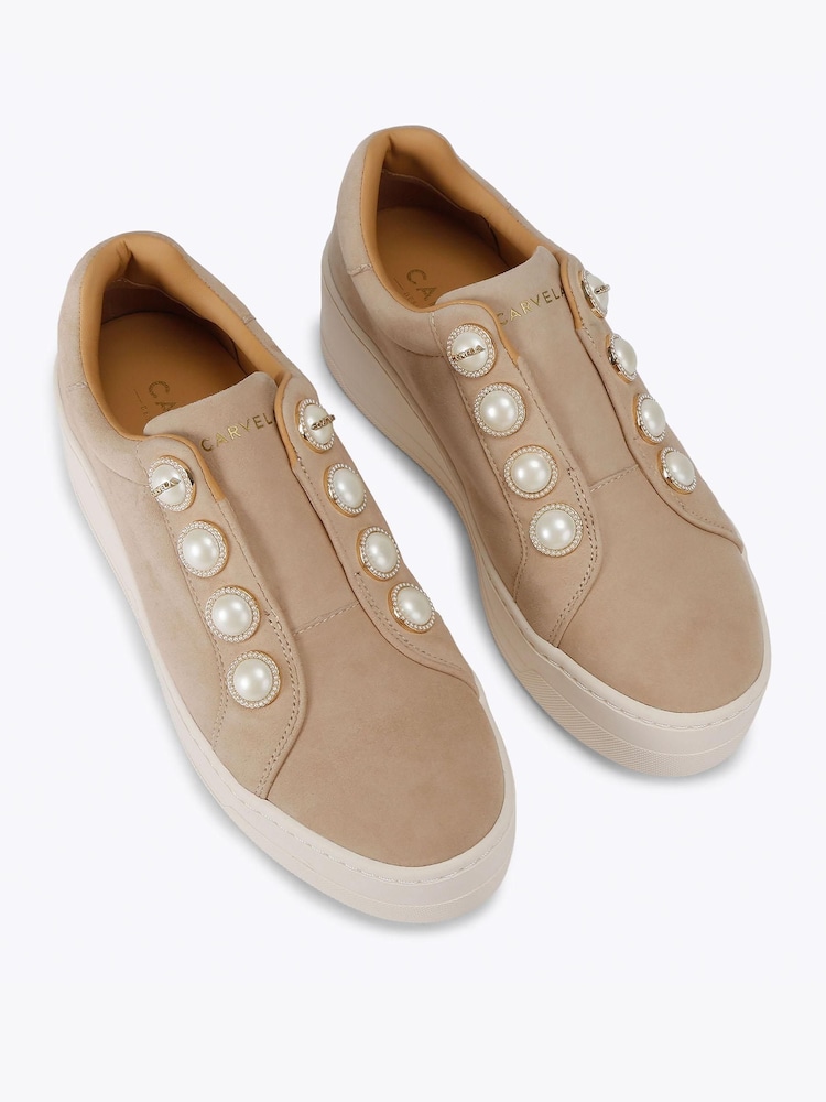 Carvela Cream Connected Laceless Trainers - Image 2 of 4 Carvela Cream Connected Laceless Trainers - Image 2 of 4