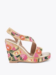 Carvela Pink Gala Wedge 110 Embroidery Sandals - Image 1 of 5