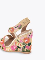 Carvela Pink Gala Wedge 110 Embroidery Sandals - Image 3 of 5