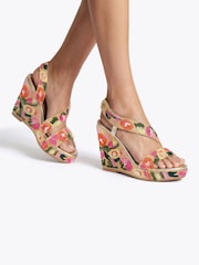 Carvela Pink Gala Wedge 110 Embroidery Sandals - Image 5 of 5