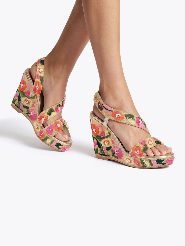 Carvela Pink Gala Wedge 110 Embroidery Sandals - Image 5 of 5