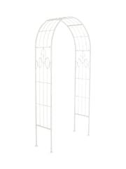 Charles Bentley White Rustic Metal Decorative Garden Arch - Image 3 of 6
