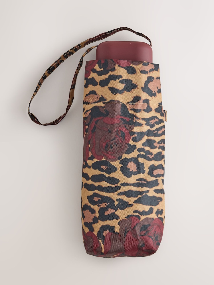 Leopard Print Print Compact Umbrella - Image 1 of 4 Leopard Print Print Compact Umbrella - Image 1 of 4