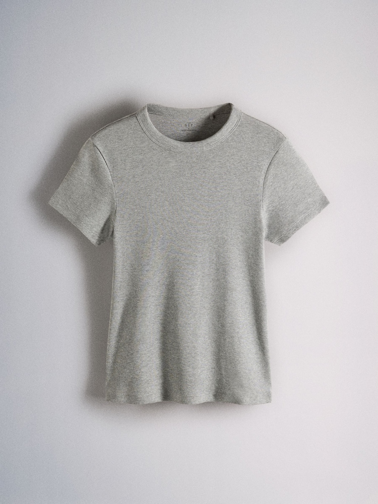The Set 5 Pack Short Sleeve Ribbed T-Shirts Blue/Navy/Grey/Neutral/White - Image 2 of 8 The Set 5 Pack Short Sleeve Ribbed T-Shirts Blue/Navy/Grey/Neutral/White - Image 2 of 8