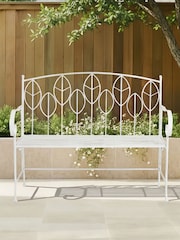 Charles Bentley White Rustic Metal Garden Bench - Image 1 of 6
