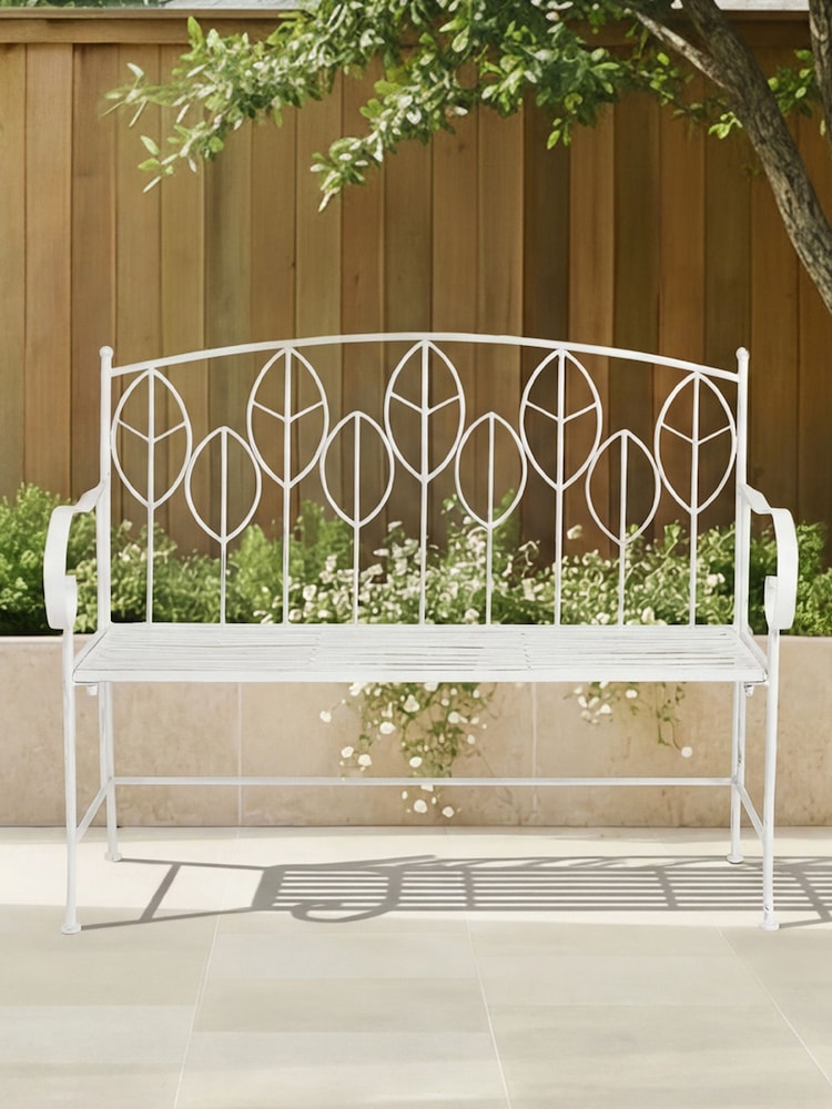 Charles Bentley White Rustic Metal Garden Bench - Image 1 of 6 Charles Bentley White Rustic Metal Garden Bench - Image 1 of 6