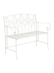 Charles Bentley White Rustic Metal Garden Bench - Image 4 of 6