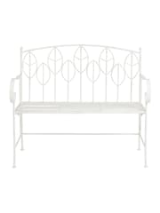 Charles Bentley White Rustic Metal Garden Bench - Image 5 of 6