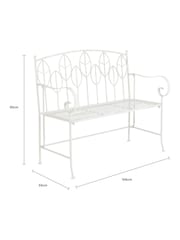 Charles Bentley White Rustic Metal Garden Bench - Image 6 of 6