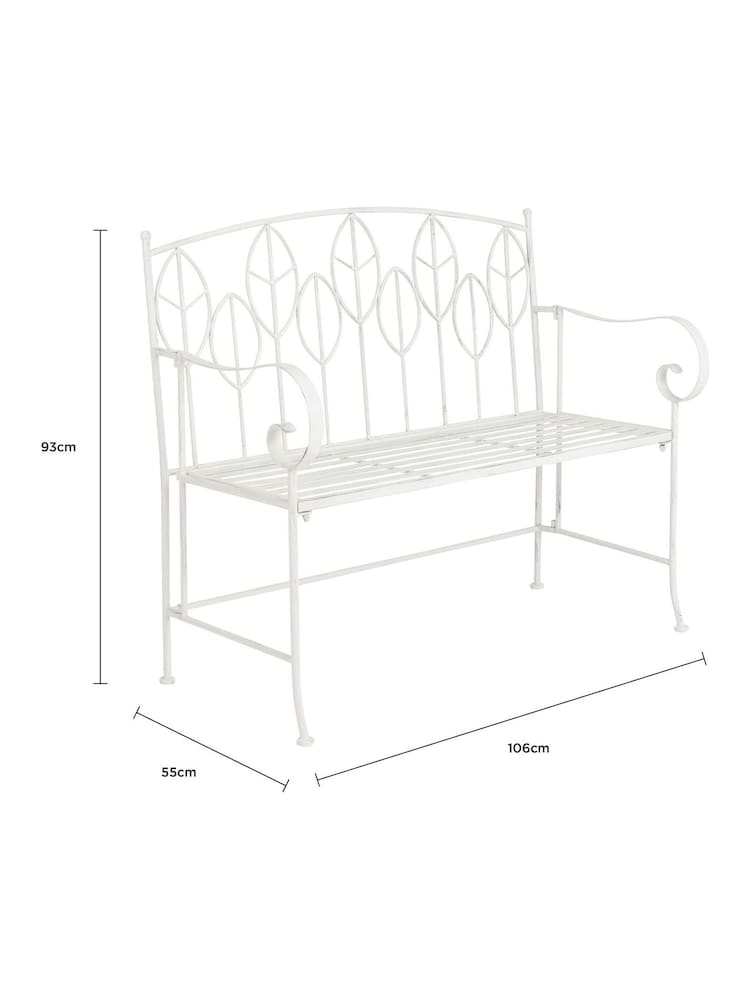 Charles Bentley White Rustic Metal Garden Bench - Image 6 of 6 Charles Bentley White Rustic Metal Garden Bench - Image 6 of 6