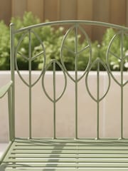 Charles Bentley Green Rustic Metal Garden Companion Seat - Image 3 of 6