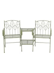 Charles Bentley Green Rustic Metal Garden Companion Seat - Image 6 of 6