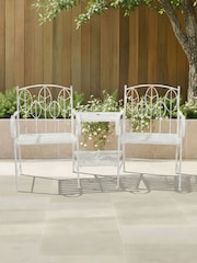 Charles Bentley White Rustic Metal Garden Companion Seat - Image 1 of 6