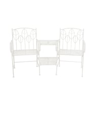 Charles Bentley White Rustic Metal Garden Companion Seat - Image 5 of 6