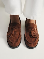 Сарғыш қоңыр замша - The Set Tassel Ruched Loafers - 8суретінің 3 суреті