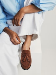 Сарғыш қоңыр замша - The Set Tassel Ruched Loafers - 8суретінің 5 суреті