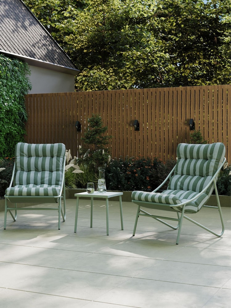 Charles Bentley Green Porto 2 Seater Bistro Set with Cushions - Image 1 of 6