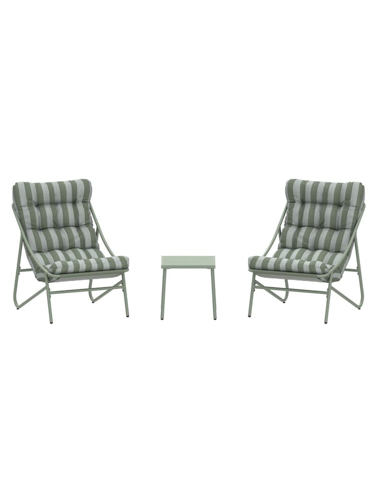 Charles Bentley Green Porto 2 Seater Bistro Set with Cushions - Image 6 of 6