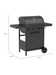 Ottimo Black 4 Burner Gas BBQ - Image 3 of 6