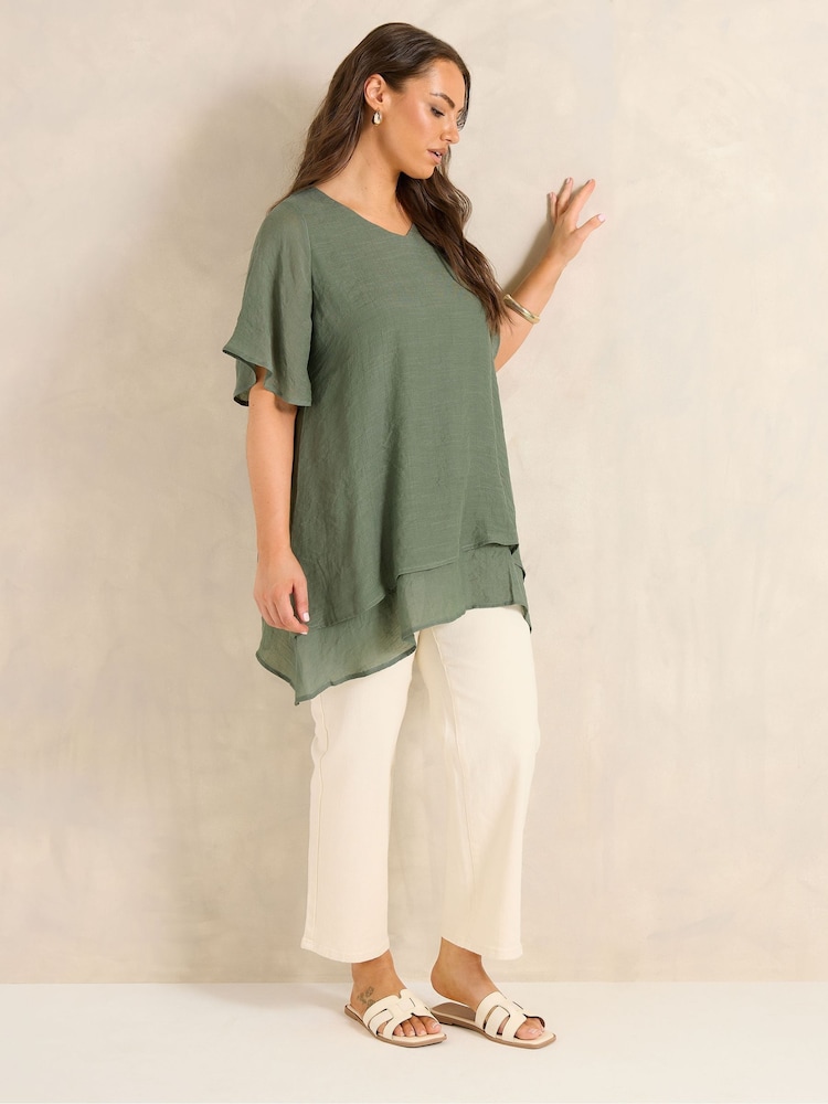 Evans Green Double Layer Angel Sleeve Top - Image 2 of 6